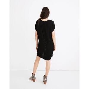 Madewell Crewneck Button Back Easy Dress Black Mini Lightweight Basic Medium